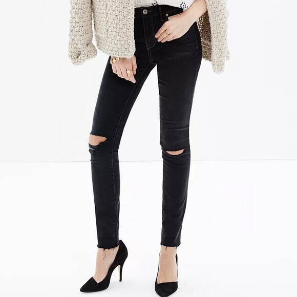 Madewell 9” High Rise Skinny Jeans in Black Sea Size 28 - Picture 9 of 10